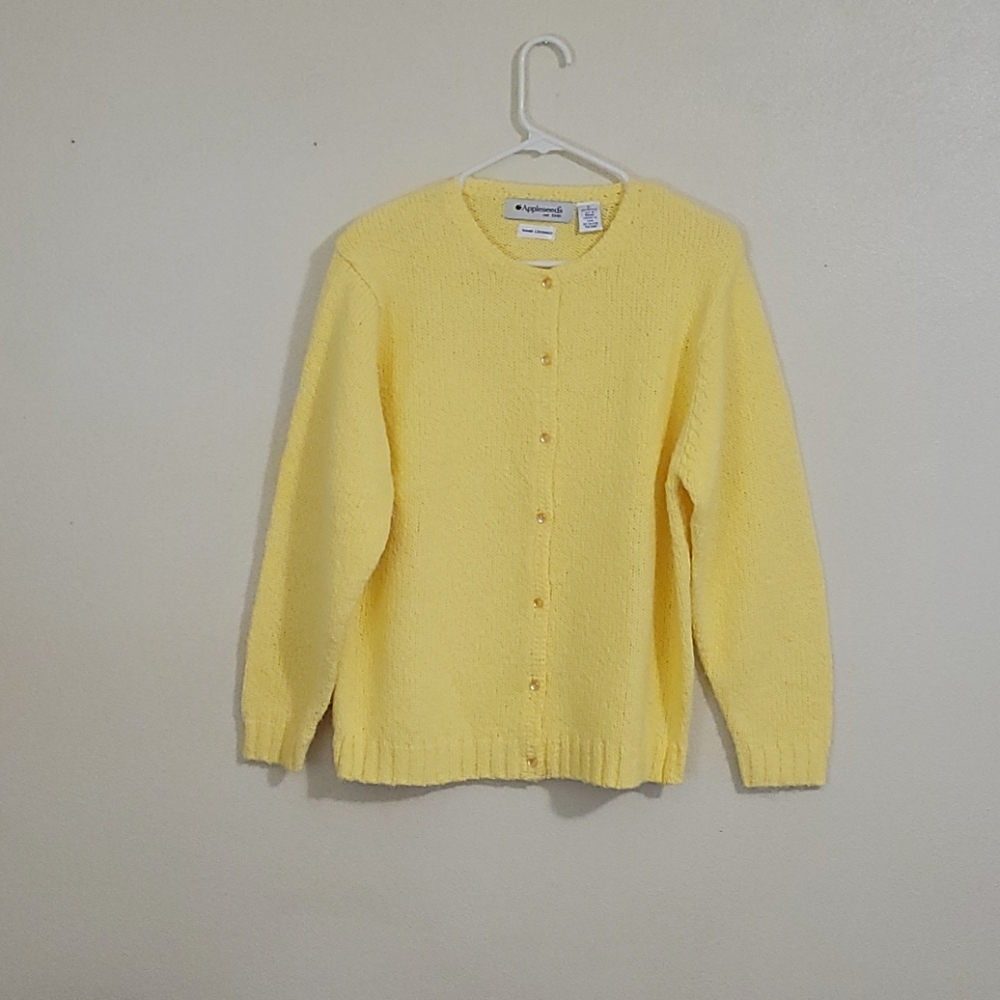 Long sleeve canary yellow cardigan sweater